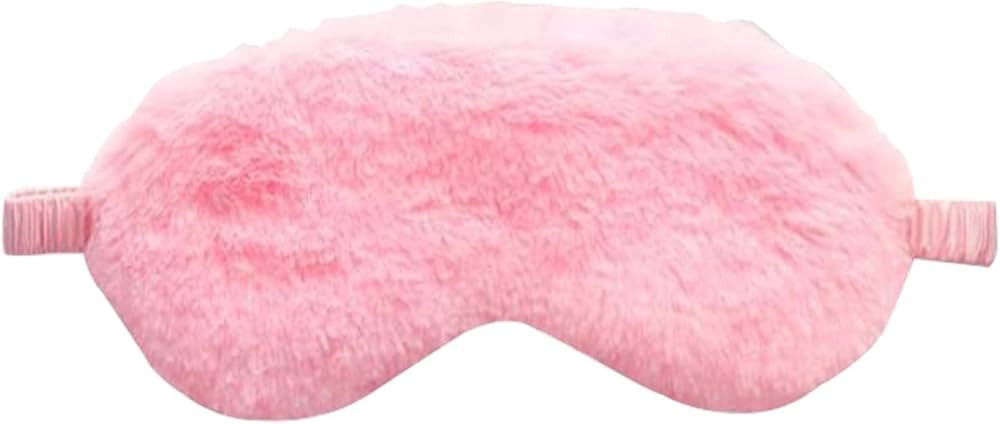 1Pc Pink Plush Sleep Mask Soft Sleeping Blindfold Warm Comfortable Plush and Satin Eye Cover Trav... | Amazon (US)