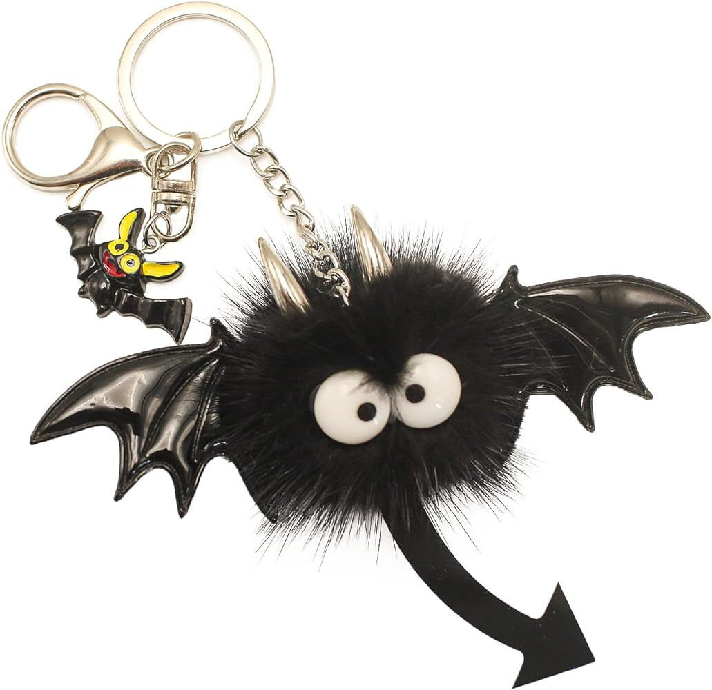 Fosrion Luxurious Water Mink Fur Bat Monster Bag Charm with Shiny Zinc Alloy Keyring | Amazon (US)