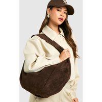 Womens Faux Suede Slouchy Shoulder Bag - Brown - One Size | boohoo (US & Canada)