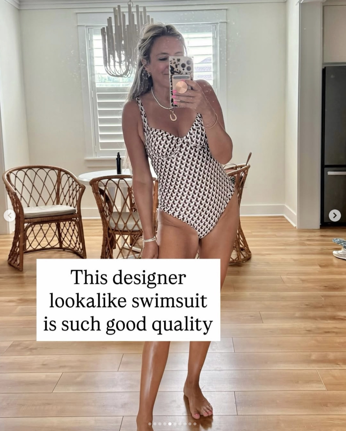 This designer-inspired one-piece swimsuit is such an Amazon find 🤎 The quality is amazing, the fit is so flattering, and the neutral geometric print looks incredibly elevated. A gorgeous affordable swimsuit for beach vacations, honeymoons, and summer pool days!
 

 #LTKootd #LTKmomlife #LTKActive