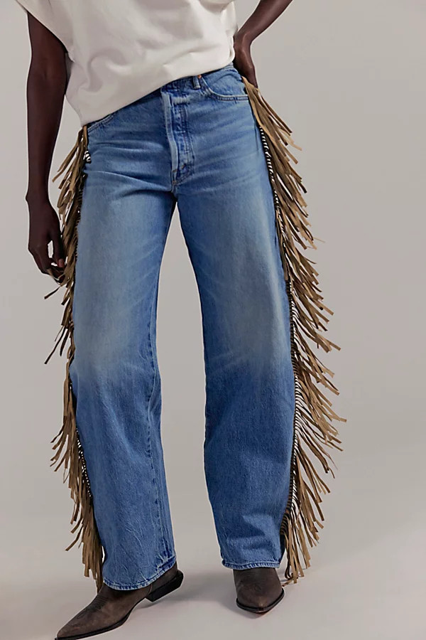 MOTHER The Fringe Half-Pipe Button Sneak Jeans | Free People (Global - UK&FR Excluded)
