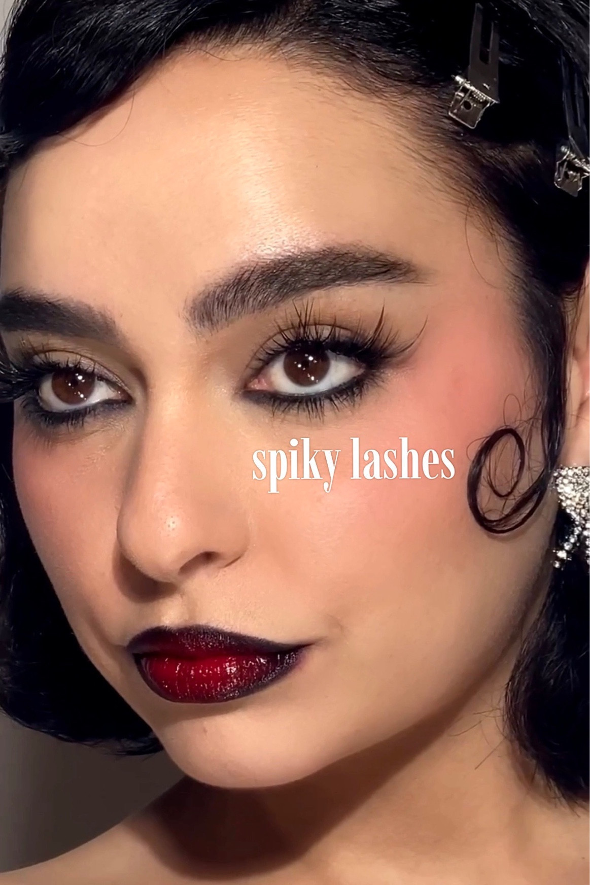 My viral spiky lashes 🖤I posted the tutorial on how to cut them up and get this look ❤️‍🔥 Lashes from Kiss in style You Dew You, perfect for vampy makeup for holiday date night ✨

#LTKGiftGuide #LTKbeauty #LTKHoliday