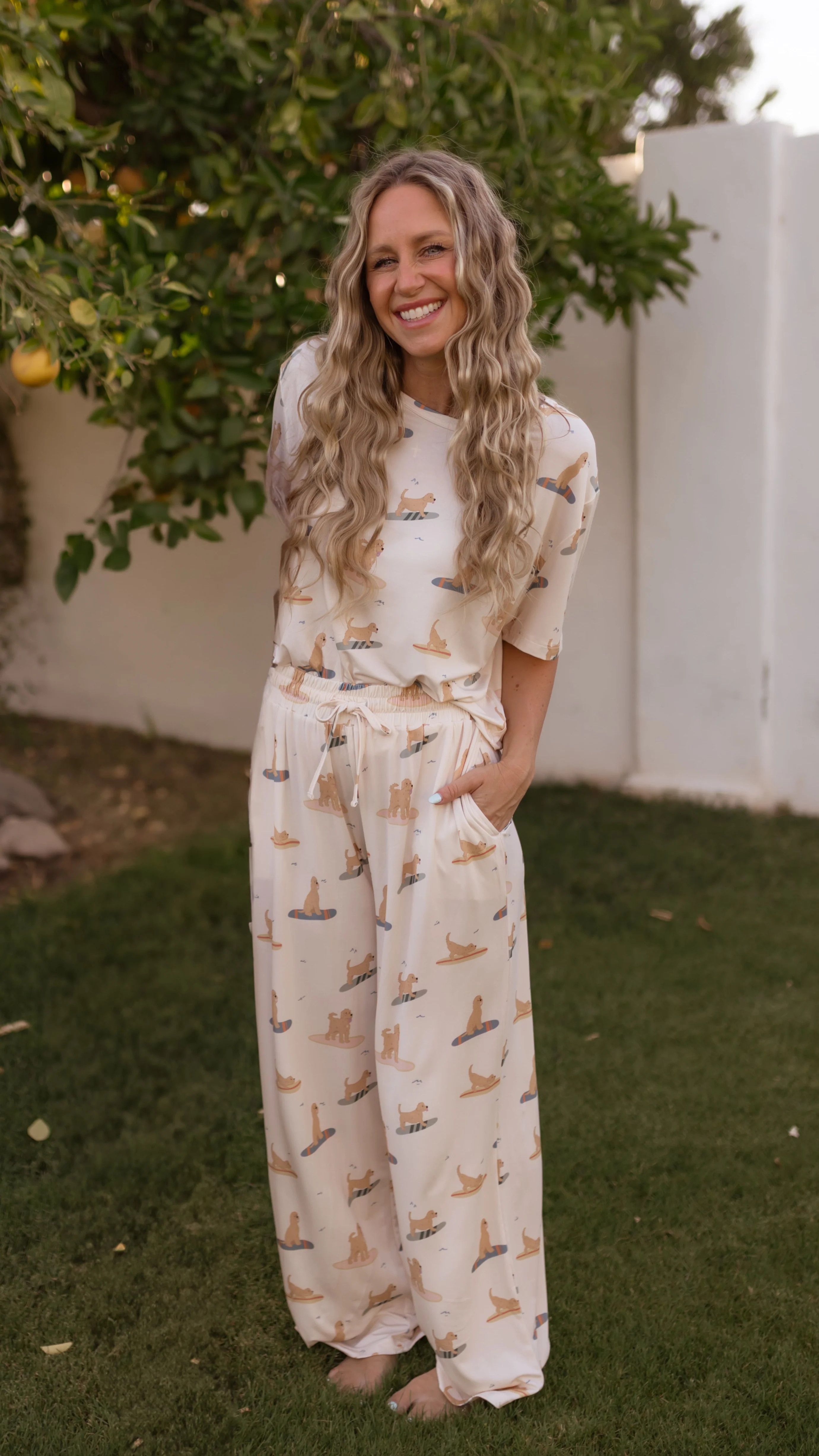 Womens T-Shirt Lounge Set In Surfer Dood | Silks Design