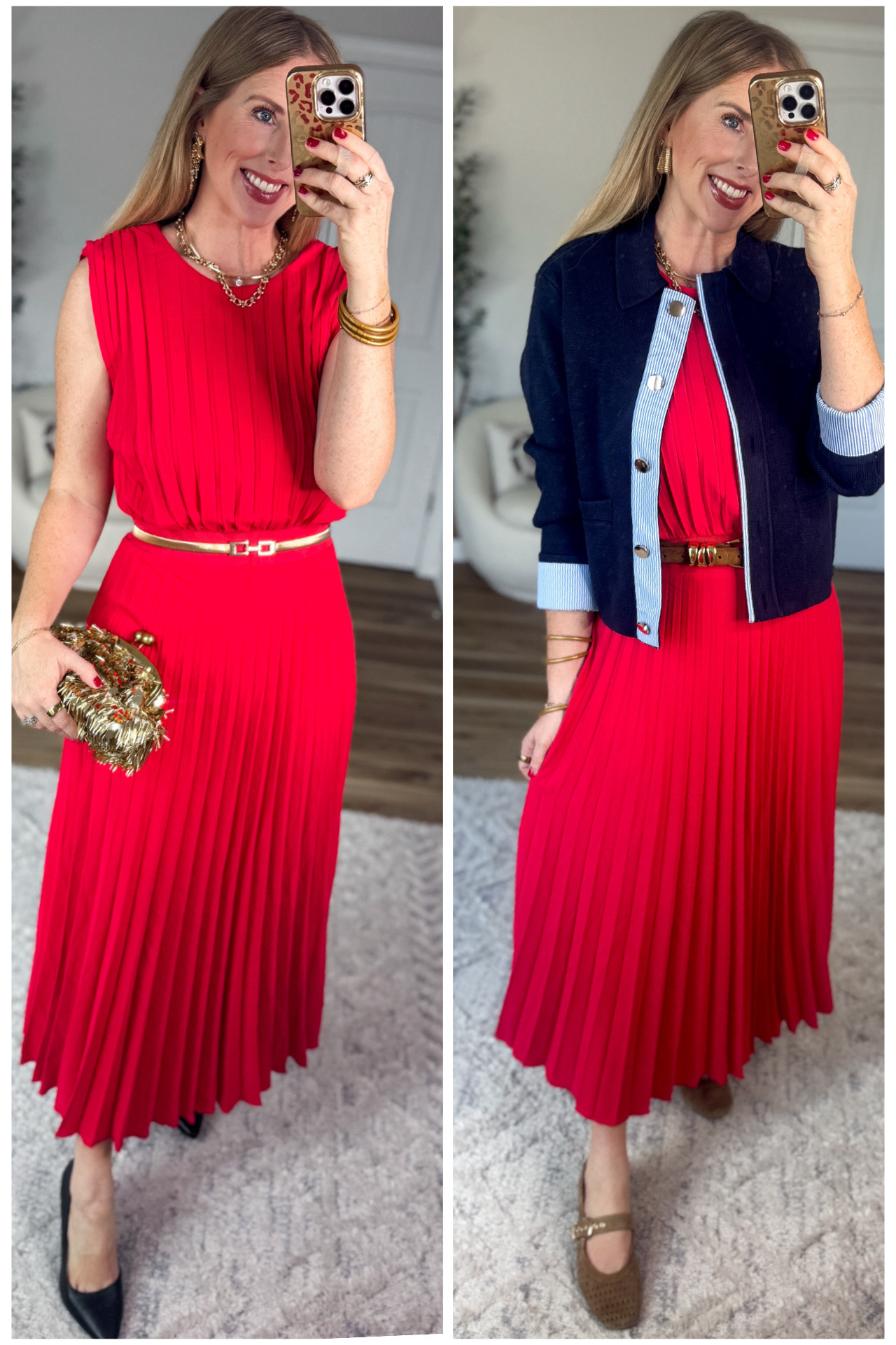 2 ways to style this red pleated dress from Walmart!