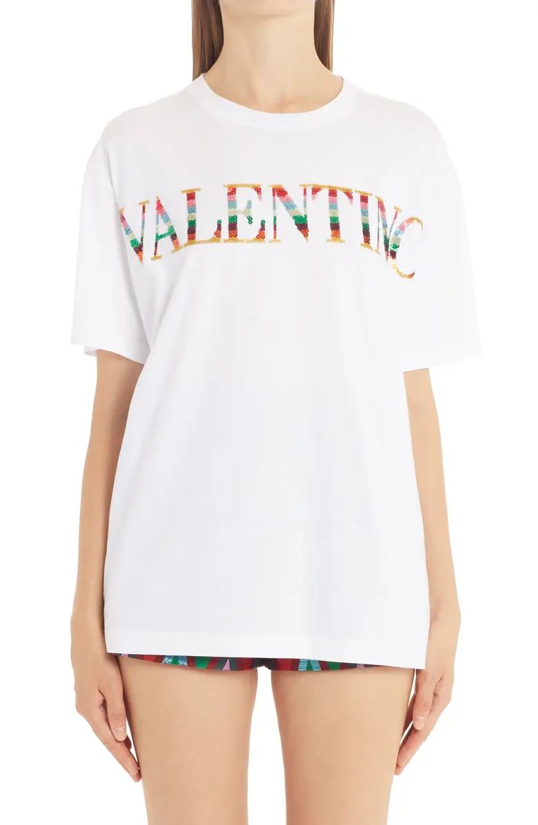 Valentino Embroidered Logo Cotton Jersey T-Shirt | Nordstrom | Nordstrom