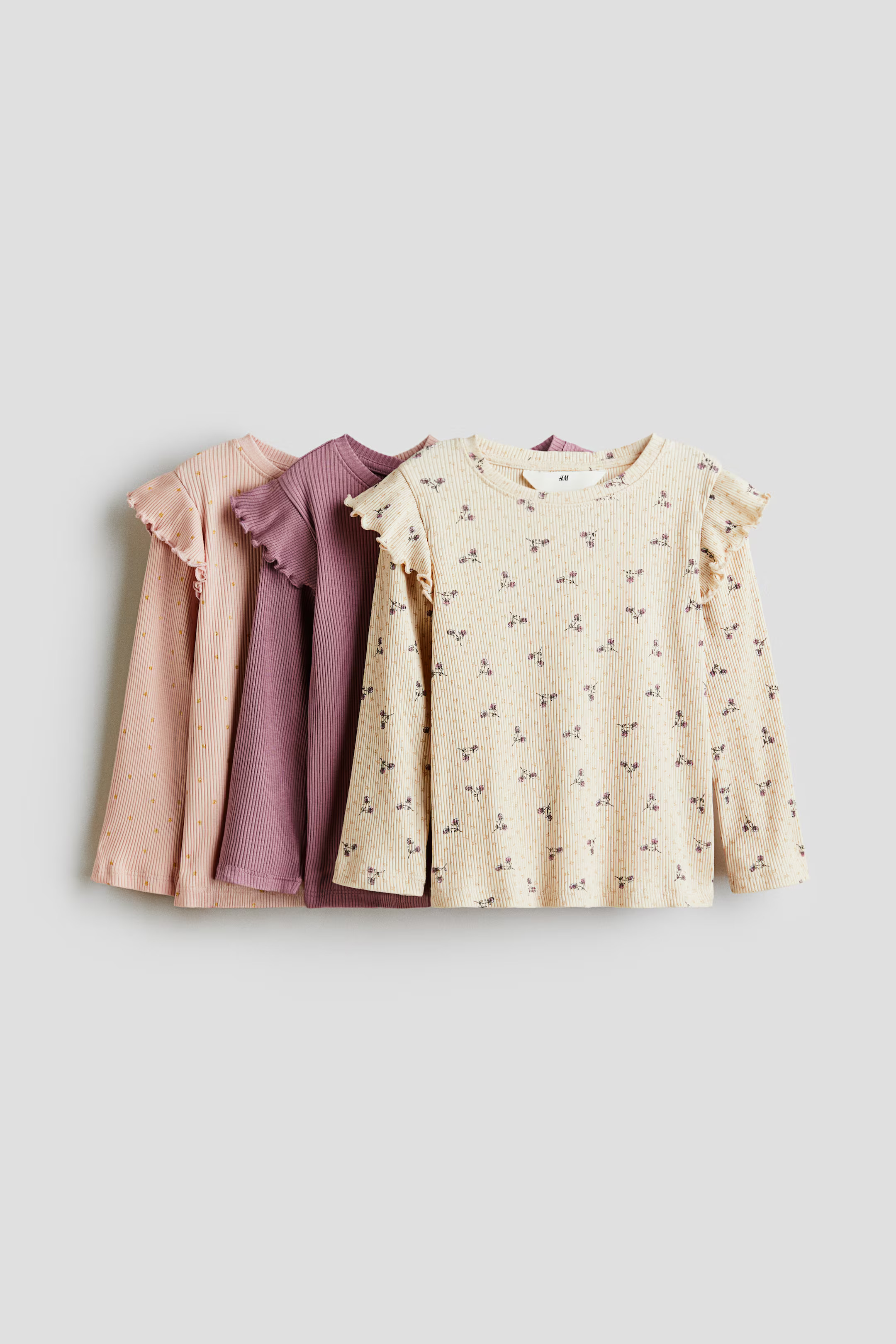 3-pack Ruffle-Trimmed Jersey Tops | H&M (US + CA)