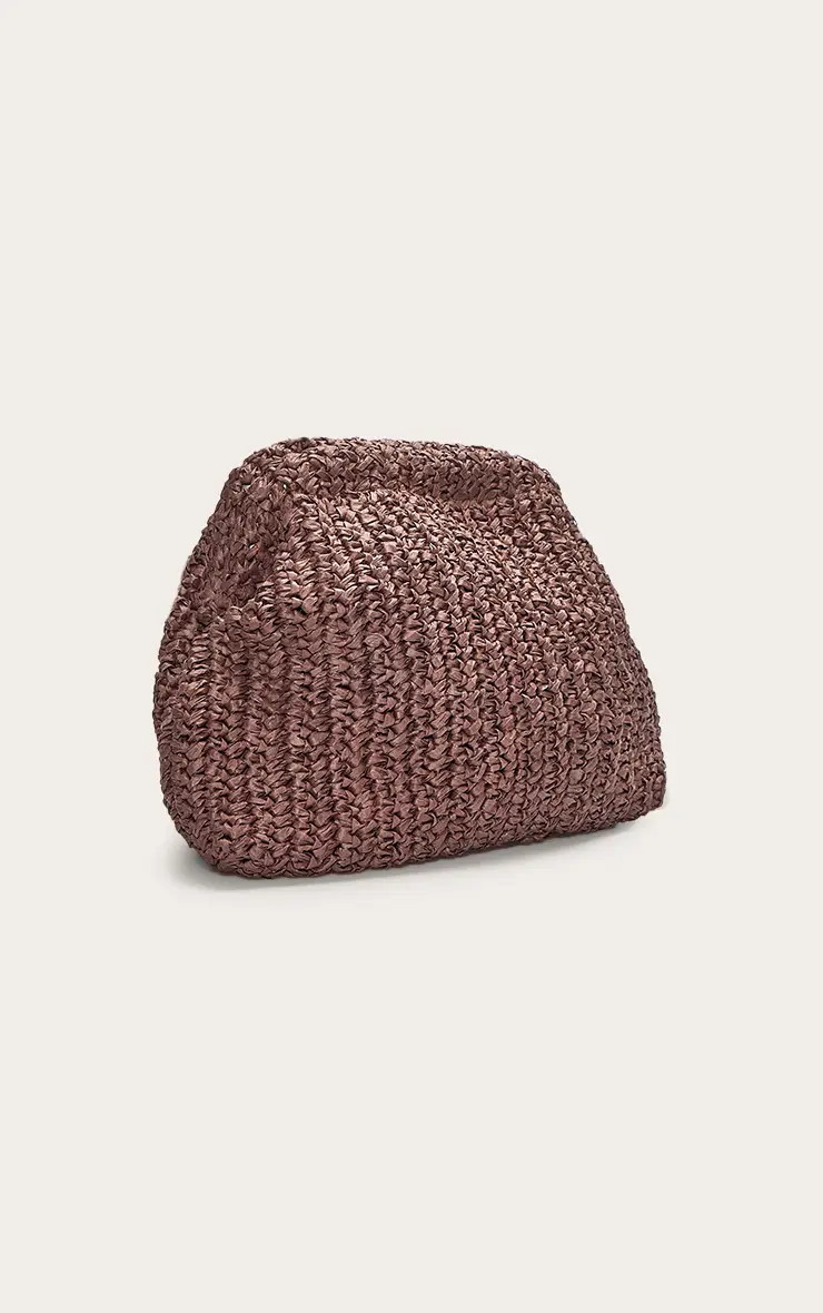 Chocolate Raffia Slouchy Clutch | PrettyLittleThing UK