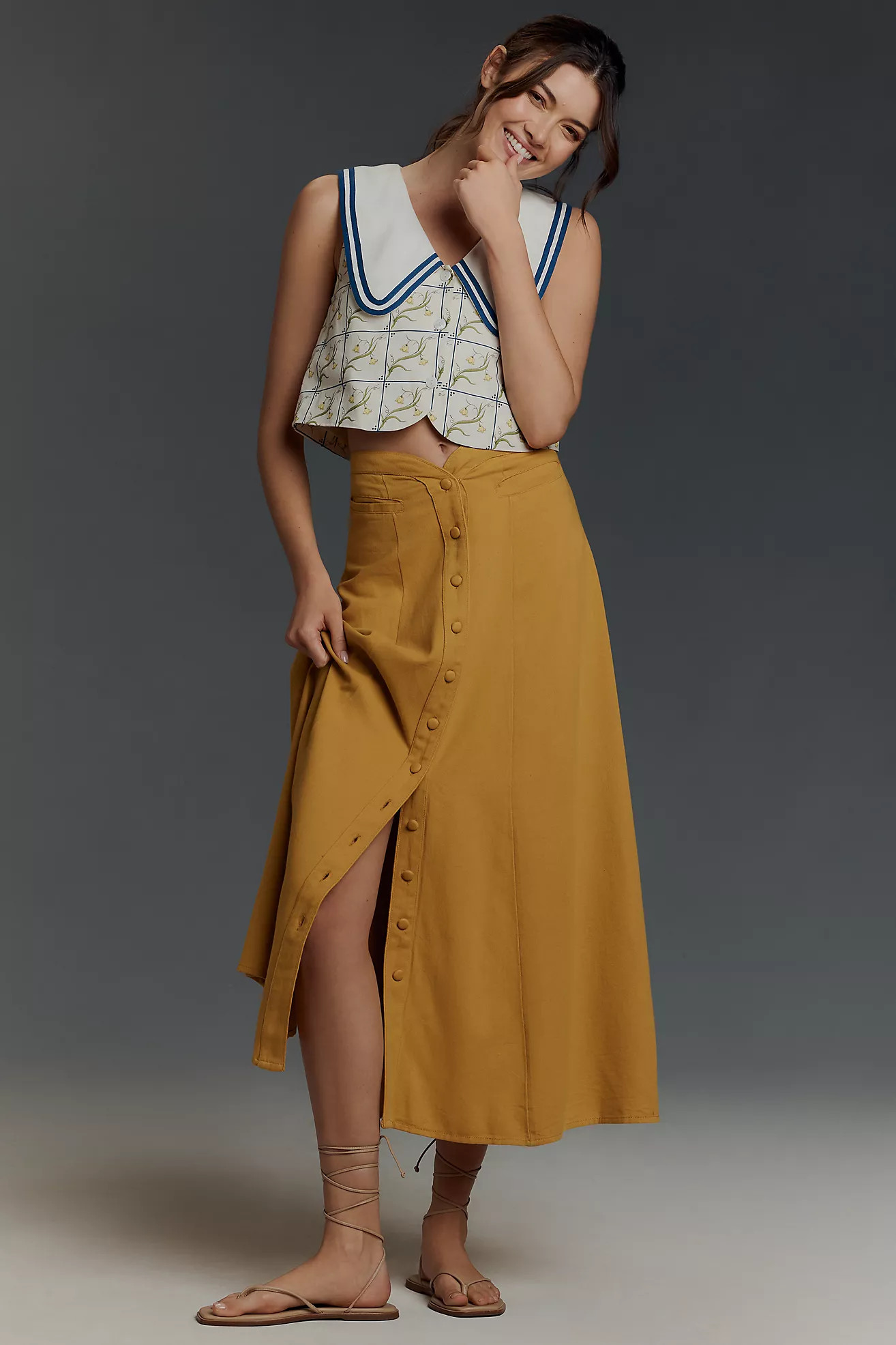 Maeve High-Waisted Button-Front Maxi Skirt | Anthropologie (US)