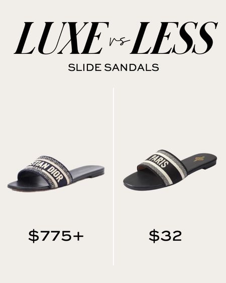 Save or splurge - slide sandals
Dior slides similar 
Amazon slides

#LTKshoecrush #LTKunder100 #LTKunder50