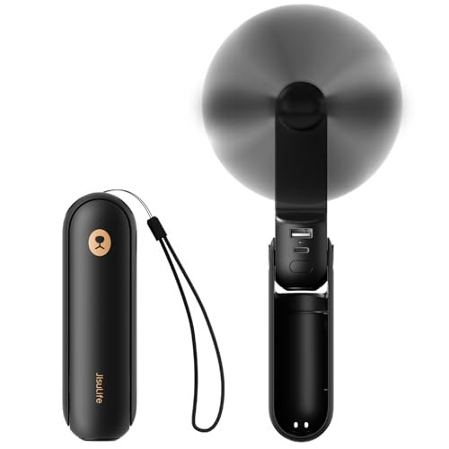 JISULIFE Portable Handheld Fan, Mini 3 In 1 with Rechargeable Battery, Personal Foldable Pocket for Travel, USB Power Bank & Flashlight, Ideal Gifts for Men/Women/Family/Friends - Black | Amazon (US)