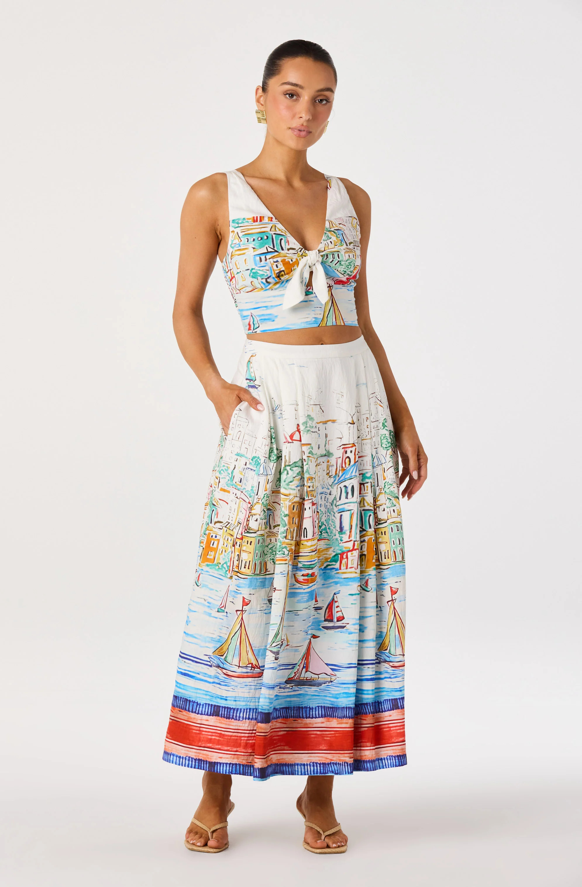 Wendy Pleated Midi Skirt - Island sketch / XS | ASTR The Label (US)