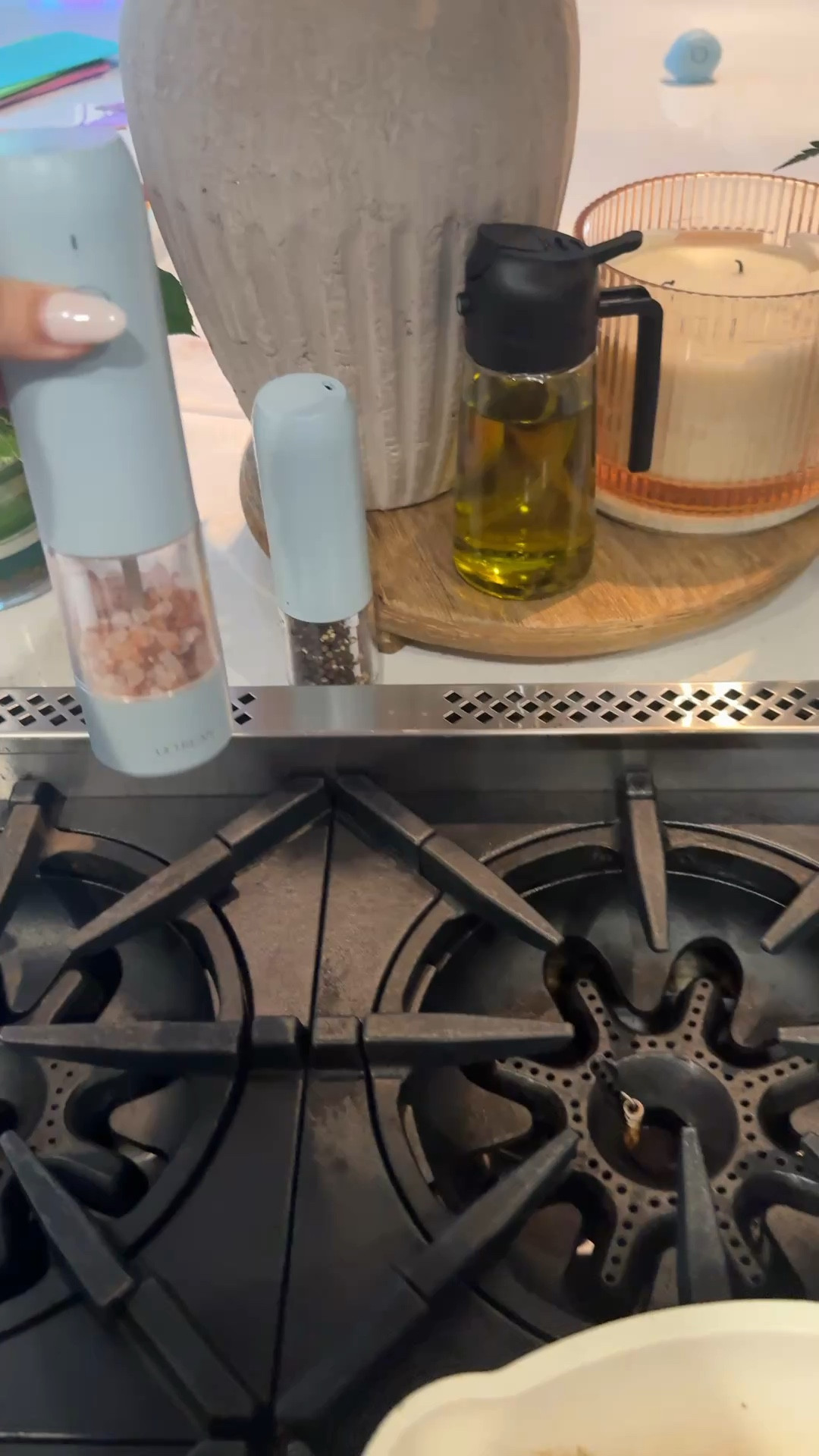 Mom hack: these products in the kitchen save me salt. The salt & pepper automatic grinders are AMAZING and I love that I can add my own Himalayan salt to it so that it’s a lot more nutrient dense for our dinners. This olive oil dispenser is also incredible. I hate buying the air pressured ones at the stores because they have so many added ingredients to them so this one I know is clean I can control the olive oil i buy . I can spritz it or I can pour it two and one absolutely incredible highly recommend for Mother’s Day gifts! ￼

#LTKdayinmylife #LTKHome #LTKMothersDay