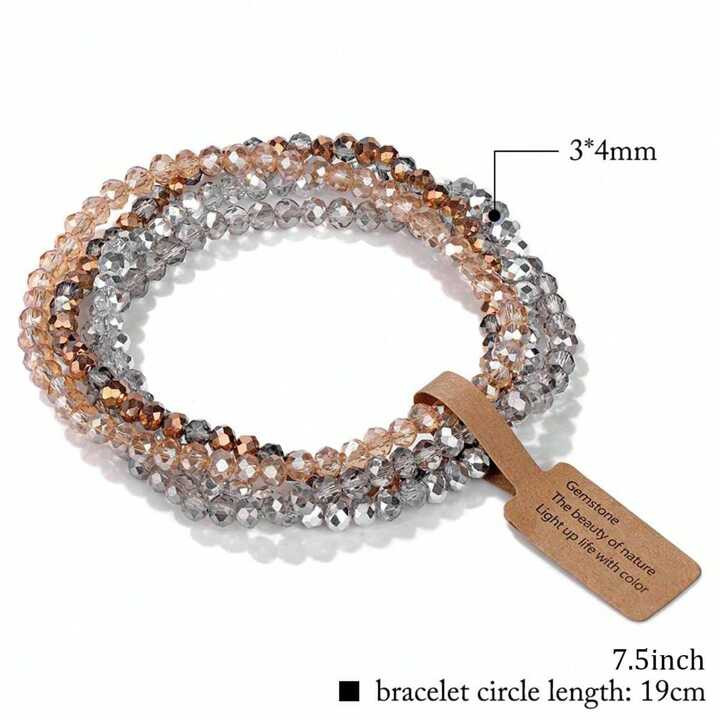 4Pcs Fashion Natural Stone Beaded Bracelets Set For Women Girls Healing Reiki Crystal Quartz Brac... | SHEIN