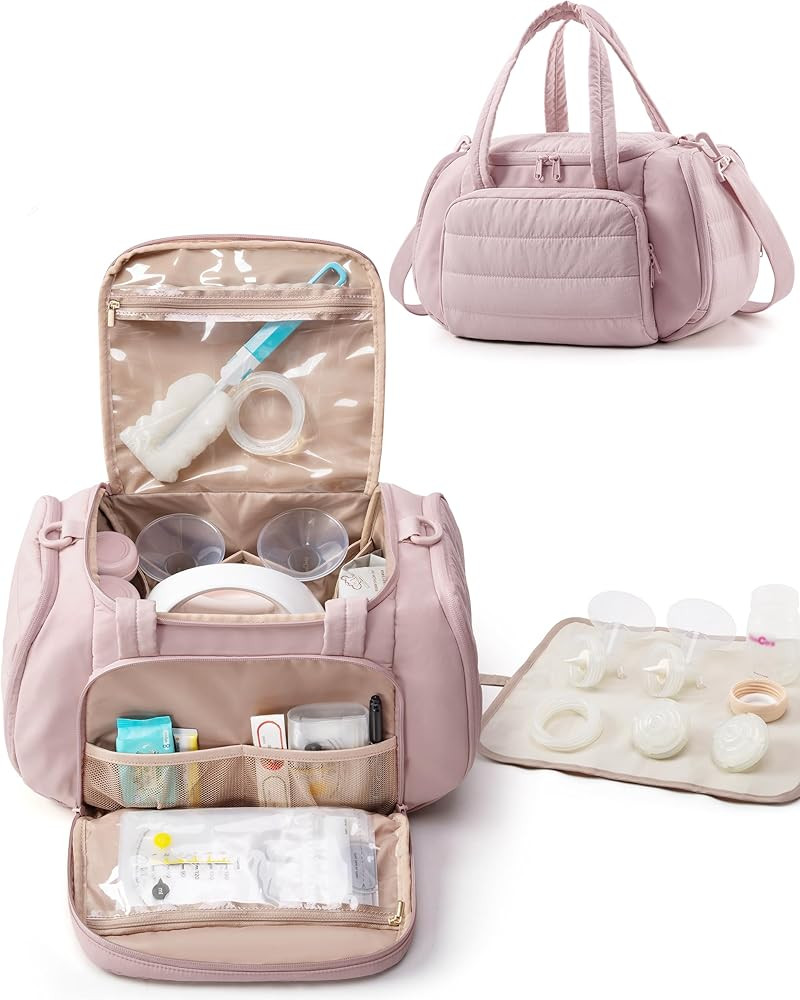 Quilted Breast Pump Bag Compatible with Spectra S1 and S2, Pumping Bag with Cooler Compartment an... | Amazon (US)