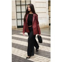Cherry Red Faux Leather Blazer | PrettyLittleThing US