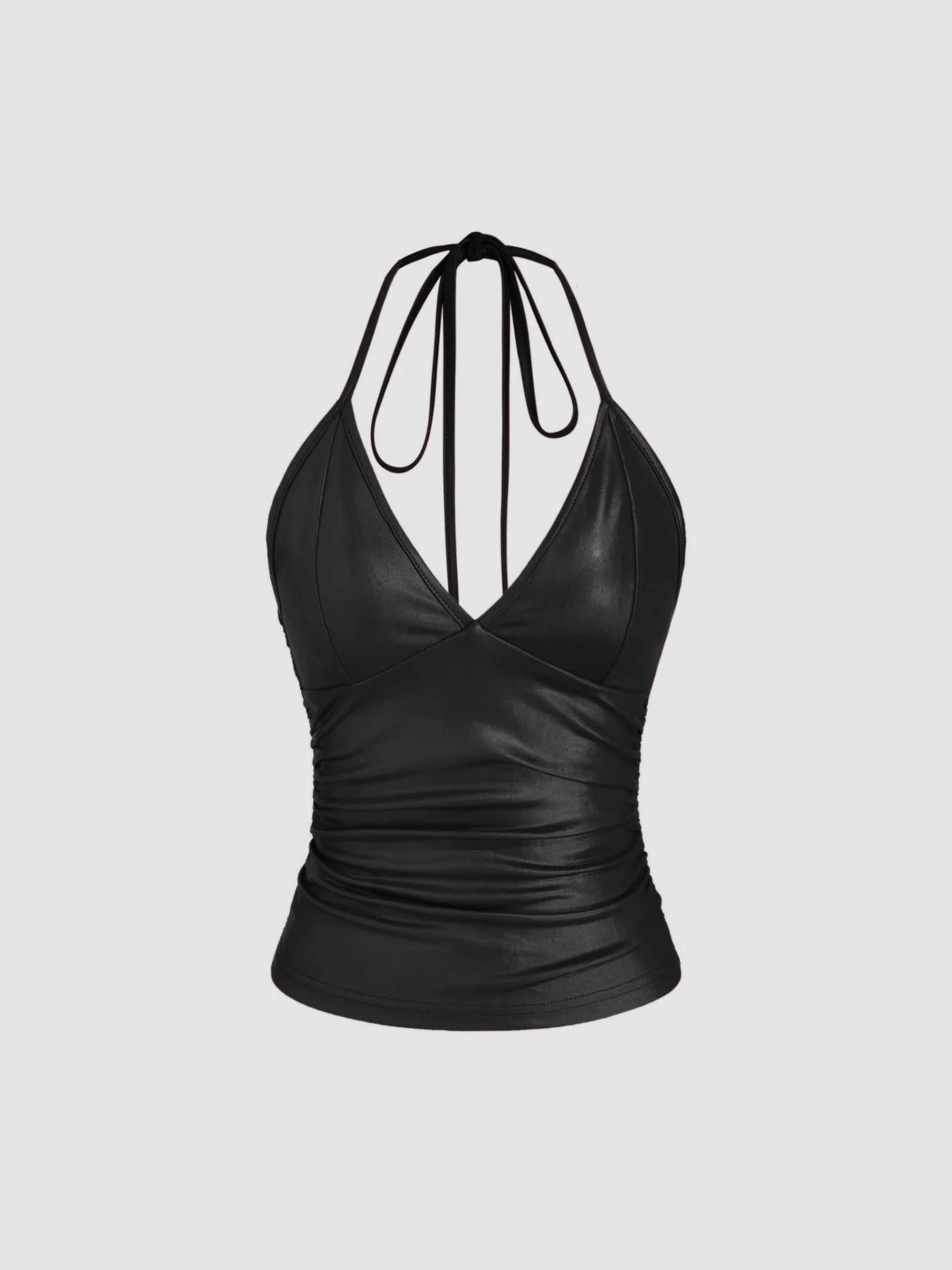 Corset Top Summer Tops Knit Fabric Halter Neckline Ruched Cami Top For Date | Cider