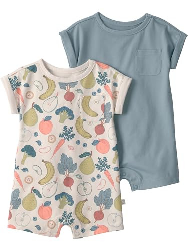 little planet by carter's Neutral Romper made with Organic Cotton, Blue Veggie, 12M | Amazon (US)
