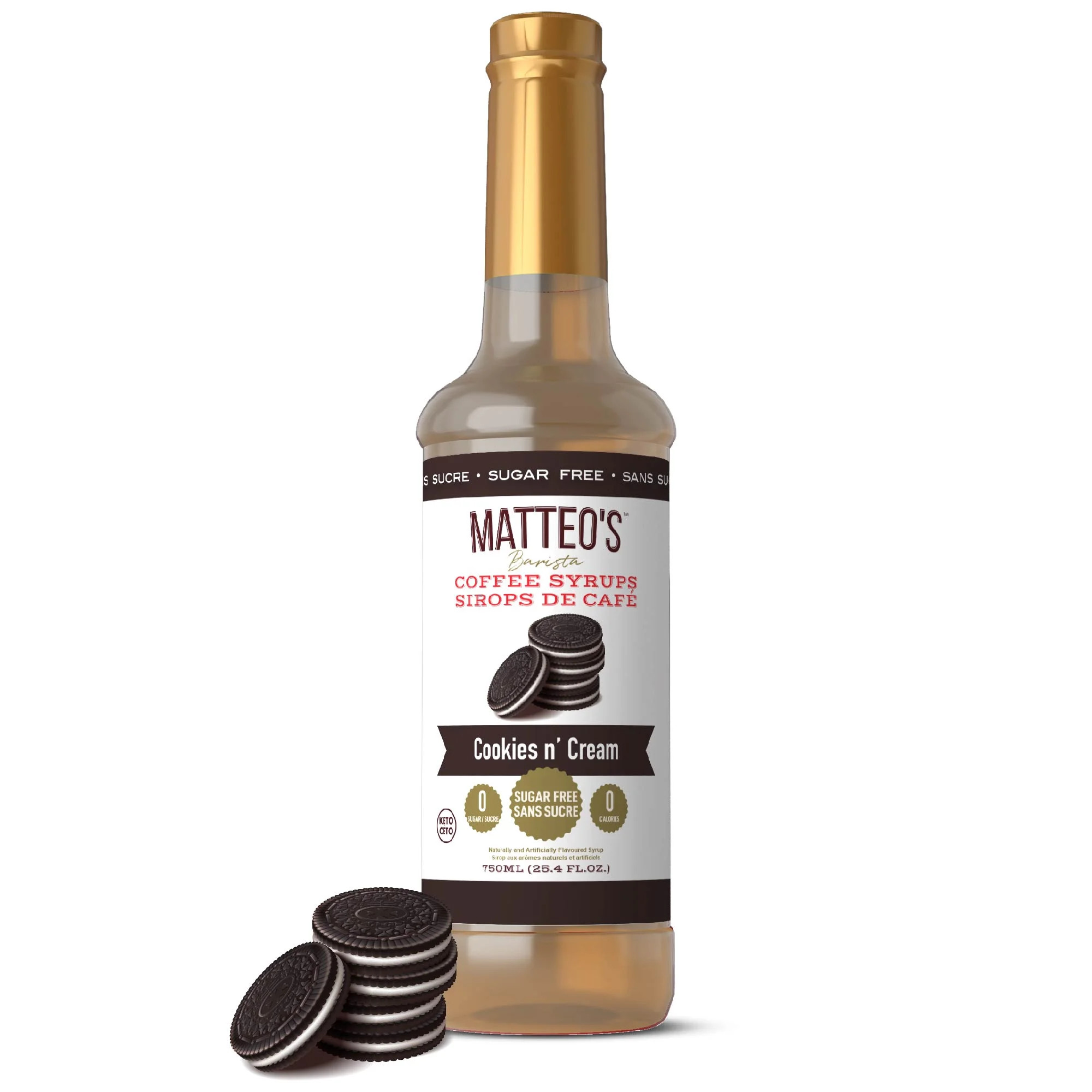 Matteo's Sugar Free Coffee Syrup, Cookies N' Cream, 750mL, 0 Calories, 0 Sugar, (Single Bottle) | Walmart (CA)