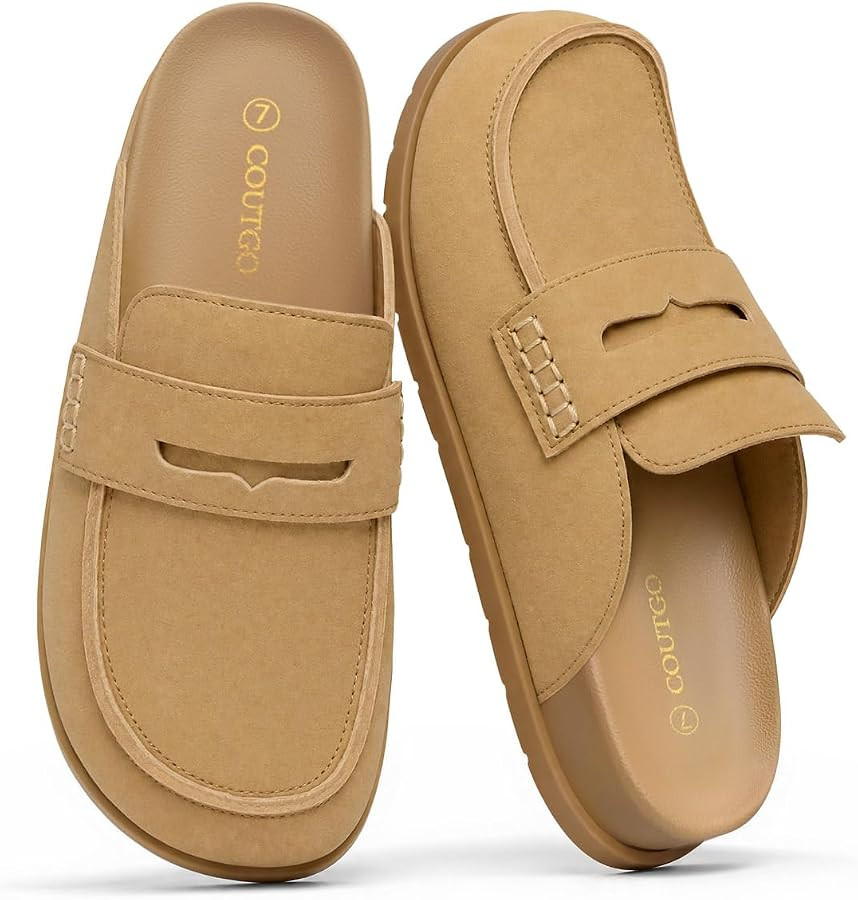Coutgo Womens Vegan Suede Clogs Slip On Penny Loafer Comfortable Mules | Amazon (US)