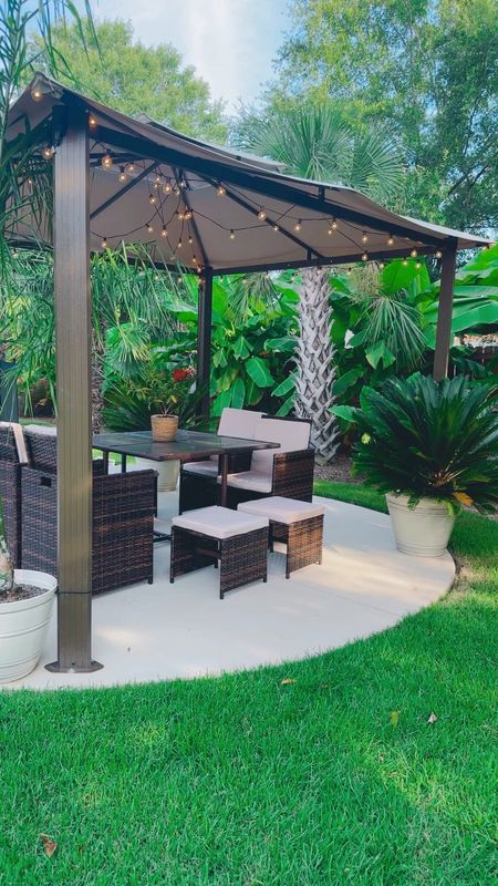 I had some people ask me about my gazebo and patio dinning set! We got them both from Walmart. It’s also sold on wayfair. 

The patio set seats 8 people and is under $500

The gazebo we have in sand and it’s under $800 ☺️

DM me if you have questions! 

#LTKFind #LTKhome #LTKswim