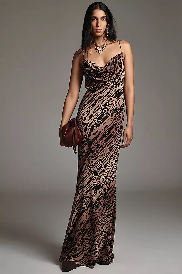 Chiffon Bias Cowl-Neck Maxi Dress | Anthropologie (US)