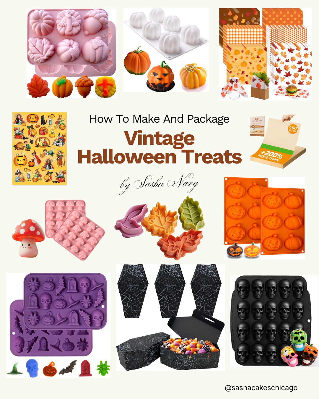 Learn how to make and package vintage Halloween treats with this complete collection! 🎃🍁 Featuring 3D pumpkin and skull molds, acorn and leaf pressers, mushroom silicone trays, coffin snack boxes, vintage stickers, and autumn-patterned food wrapping wax paper. Everything you need to craft and gift nostalgia-filled treats! Tap the link to shop these vintage Halloween baking and packaging finds!

(Commissionable link: I may earn a small commission if you make a purchase through my link, at no extra cost to you.) 

 #LTKHome