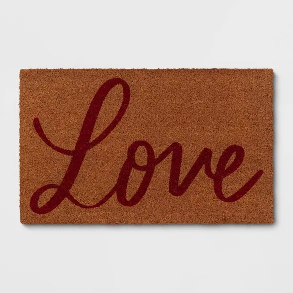 1'6"x2'6" Love Door Mat Red - Threshold™ | Target
