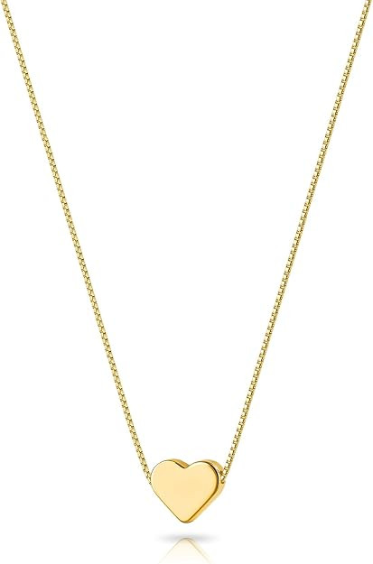 Zeffy Dainty Gold Heart Necklace for Women Trendy 14K Gold/Silver Plate Cute Heart Pendant Choker... | Amazon (US)