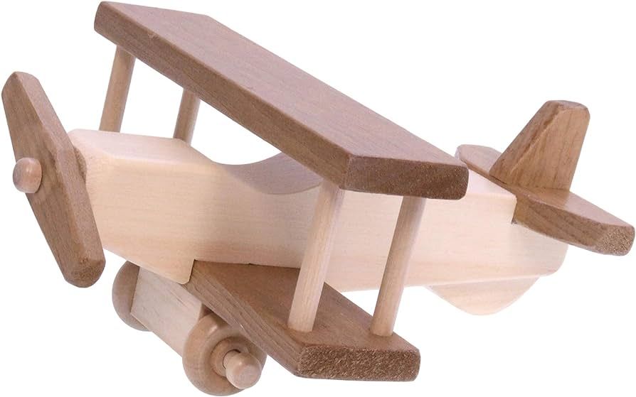 AmishToyBox.com Wooden Airplane Toddler Toy, Kid-Safe Finish, Harvest Stain and Natural Finish | Amazon (US)