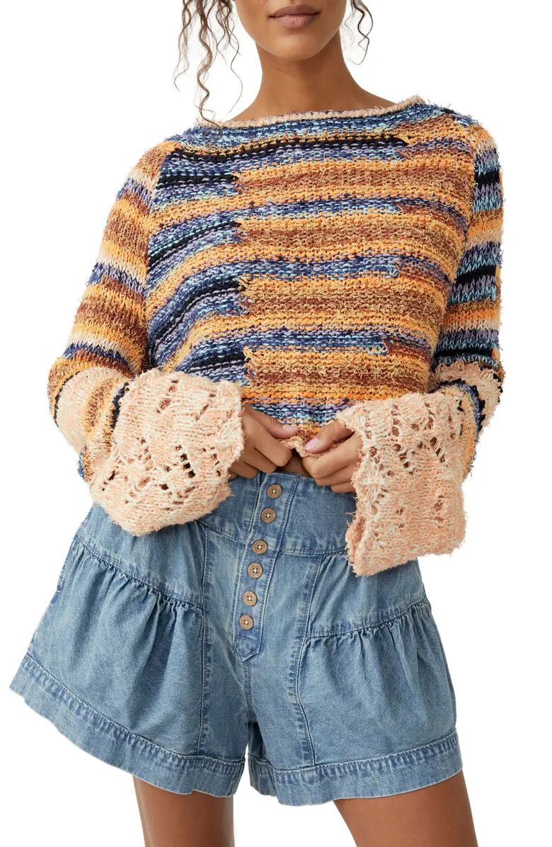 Free People Butterfly Mixed Stripe Cotton Blend Sweater | Nordstromrack | Nordstrom Rack