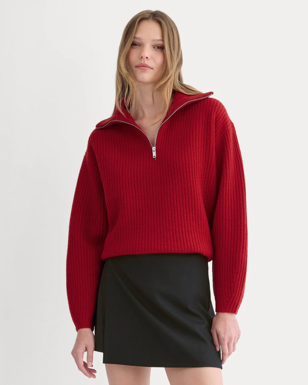 The Half-Zip Sweater in Luxe Merino | Berry Red | Everlane
