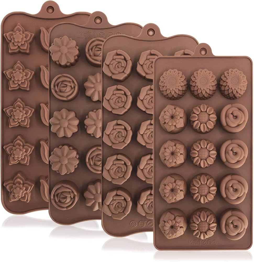 4 Pack Flower Shape Silicone Molds Chocolate Candy Mold, DanziX Silicone Mold for Wedding,Festiva... | Amazon (US)