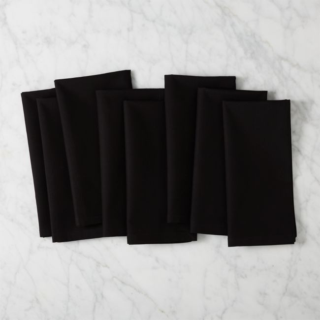 Set of 8 Poplin Black Napkins | CB2