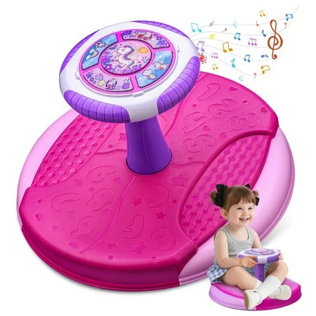 VROGTIK Sit and Spin Toys for Toddlers 3-5, 360° Toddler Spinning Seat with LED Lights and Music, Sensory Toys Birthday for Boys Girls (Pink-Purple) | Walmart (US)