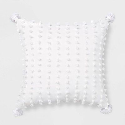 Euro Clipped Tassled Throw Pillow White - Opalhouse™ | Target