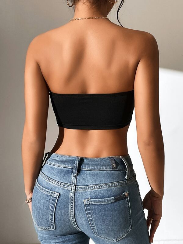 SHEIN PETITE Solid Crop Tube Top  SKU: sw2211252817842309(1000+ Reviews)Trending - Balletcore$2.9... | SHEIN