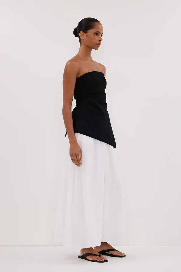 GEMIMA WHITE LINEN MIDI SKIRT | DISSH