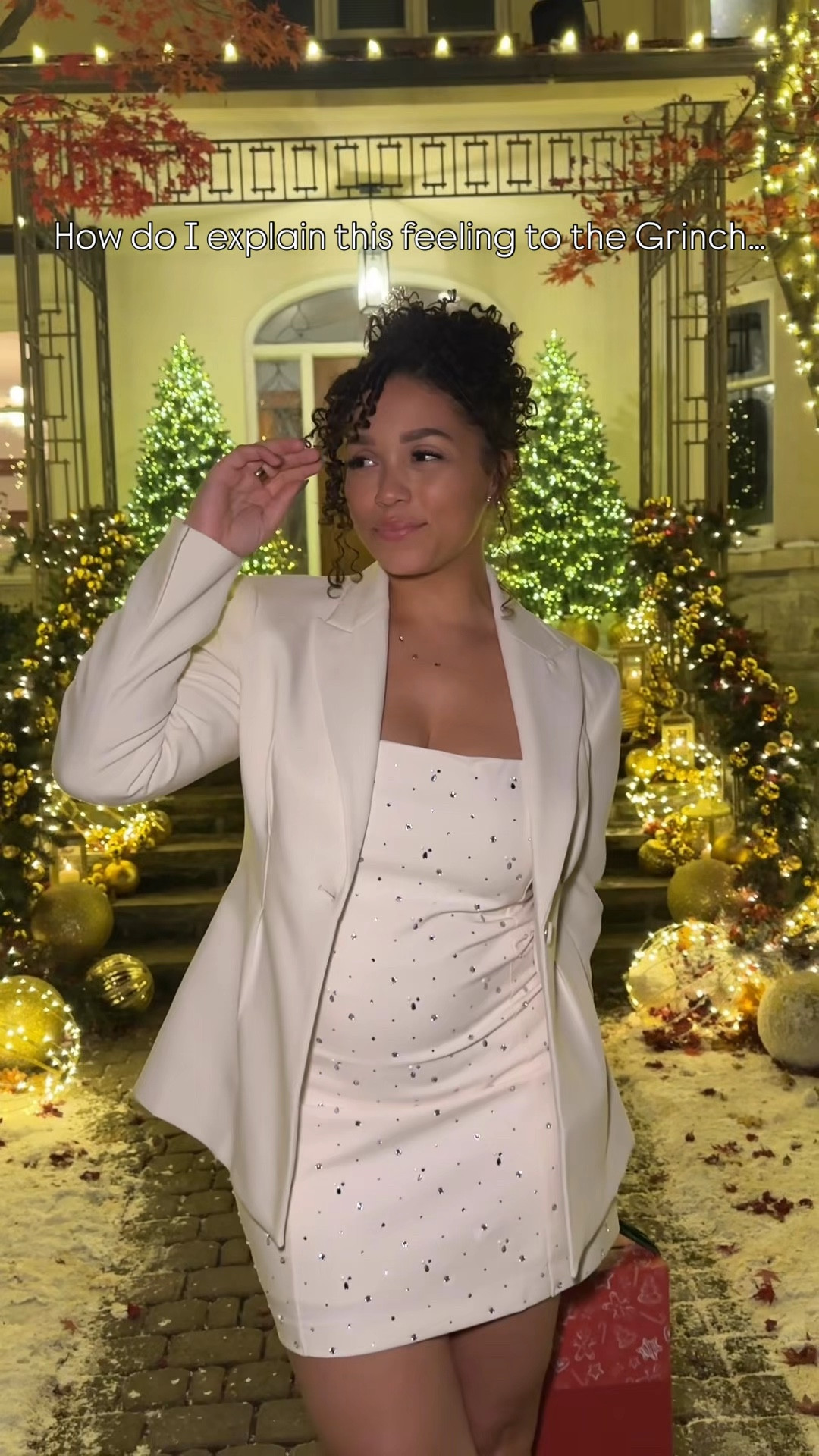 Wearing a large in the dress and blazer! Christmas trees in the back are also linked! 

Holiday outfits, rhinestone dress, dinner party outfit, date night outfit, white dress, white blazer 

#LTKmidsize #LTKcurves #LTKcanada