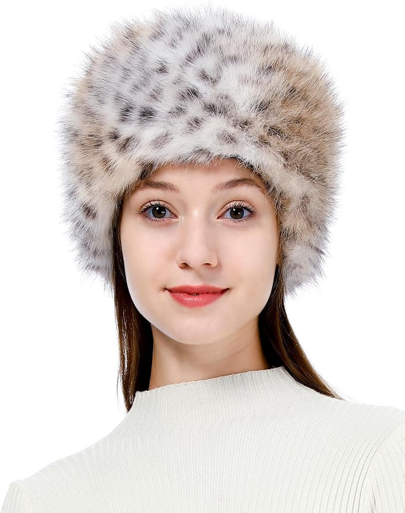 LA CARRIE Women's Faux Fur Hat for Winter with Stretch Cossack Russian Style White Warm Cap | Amazon (US)