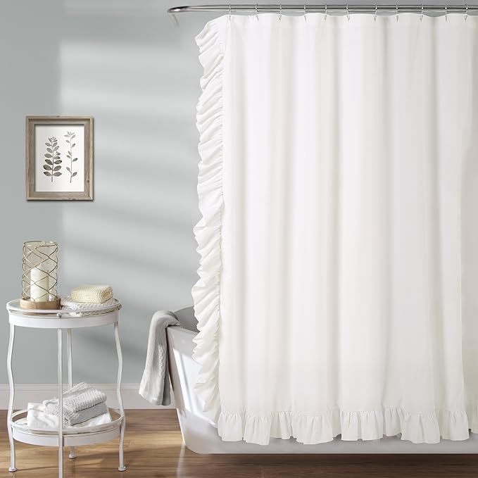 Lush Decor Reyna Ruffle Shower Curtain, 72" W x 72" L, White - Flowy White Shower Curtain - Prett... | Amazon (US)