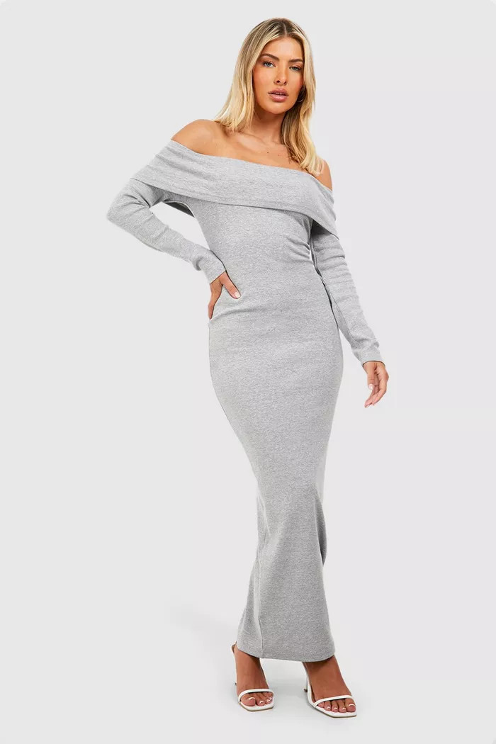 Basic Off The Shoulder Maxi Dress | boohoo (US & Canada)