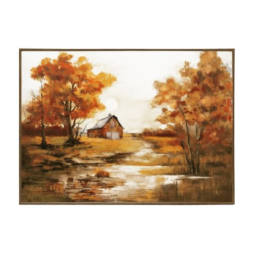 ArtbyHannah Framed Fall Canvas Wall Art Fall Wall Decor, Forest Landscape Farmehouse Large Pictures Wall Decor for Autumn Decor Fall Decorations for Home Office Living Room(20x28inch Brown Framed) | Amazon (US)