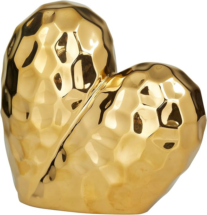 Deco 79 Porcelain Ceramic Heart Decorative Sculpture Dimensional Angled Origami Inspired Home Dec... | Amazon (US)