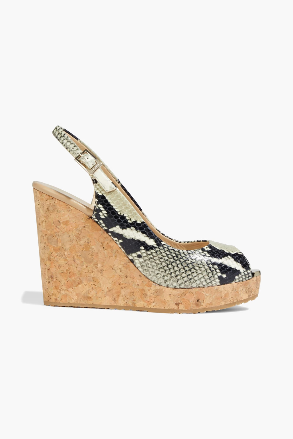 Snake-effect leather wedge slingback sandals | The Outnet (US and CA)