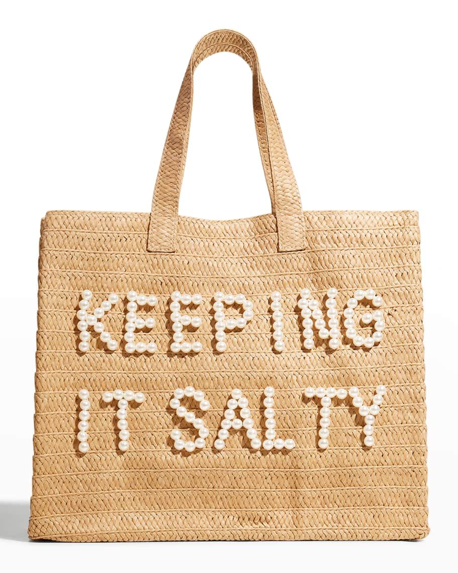 BTB Los Angeles Straw Keeping It Salty Beach Tote Bag | Neiman Marcus