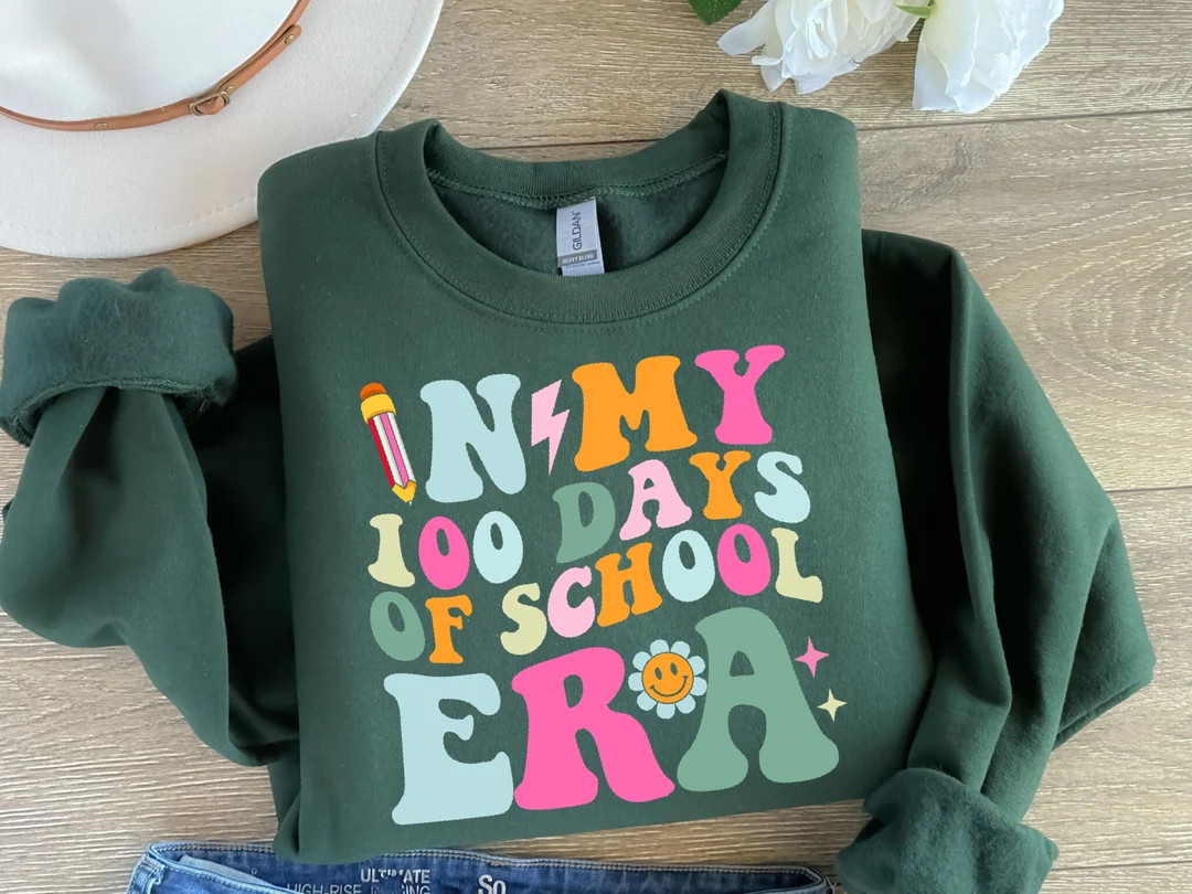 In My 100 Days of School Era Sweatshirt, 100 Days of School Era Sweater, My School Era Tshirt, Tr... | Etsy (US)