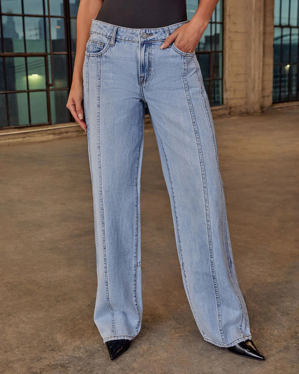 Claira Rigid High Rise Wide Leg Pintuck Jeans | VICI