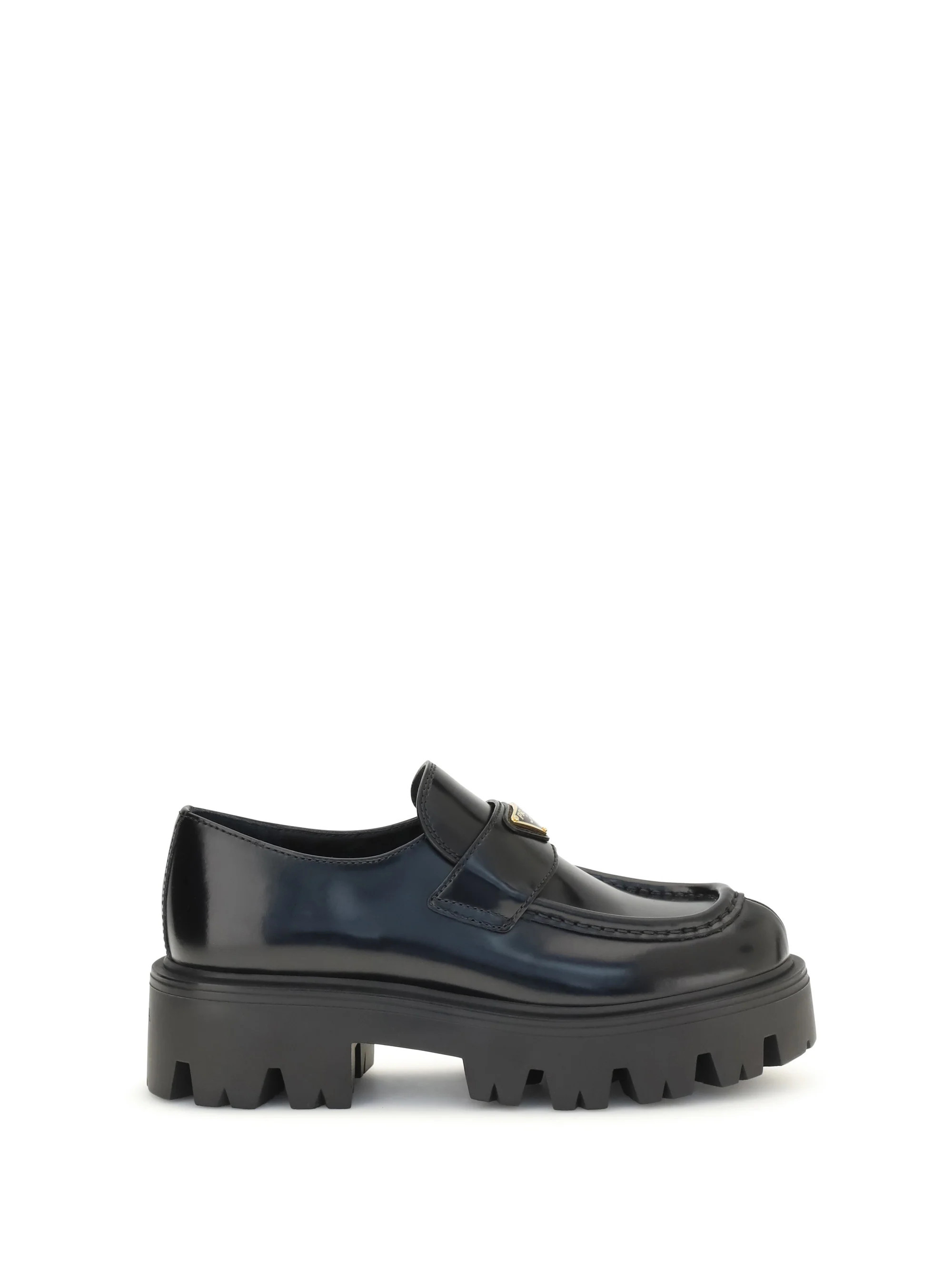 Prada Brushed Leather Loafer — Black - 36.5 | Italist Inc.