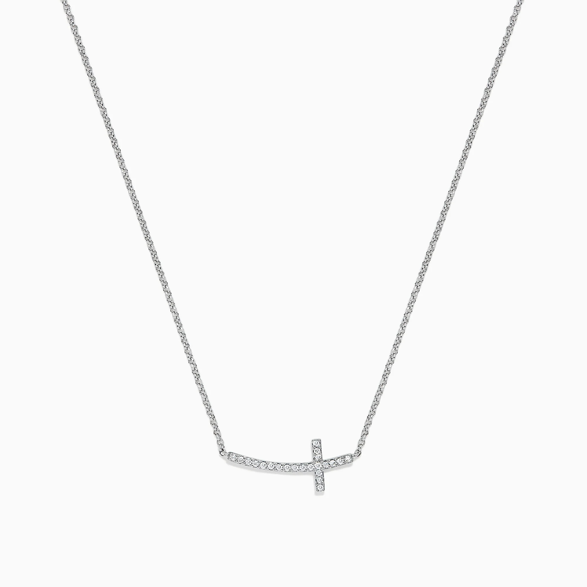 Novelty 14K White Gold Diamond Sideways Cross Necklace, 0.06 TCW | Effy Jewelry