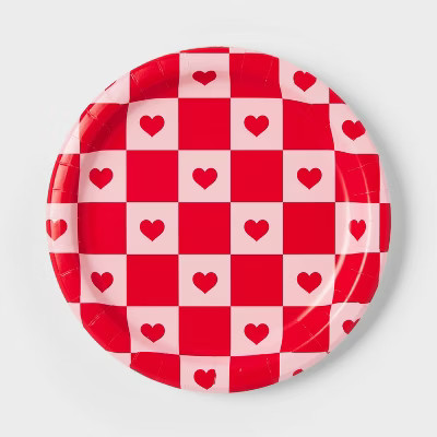 20ct Valentine's Day Checkered Heart Dinner Plates - Spritz™ | Target